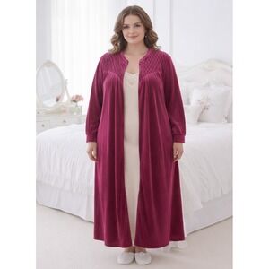 Vermont Country Store Womens Velour Robe Size 1X Velvet Grandma Cozy Core Luxe